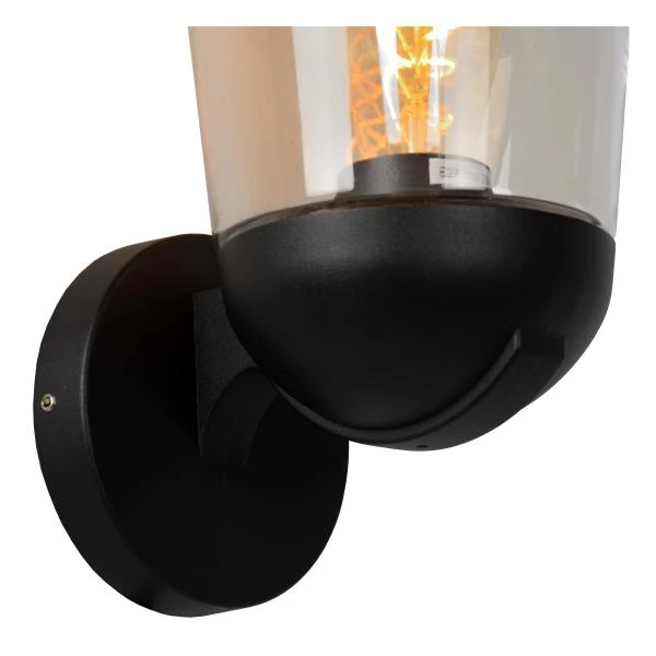 Lucide TULSA - Wandlamp Binnen/Buiten - 1xE27 - IP44 - Zwart - detail 1